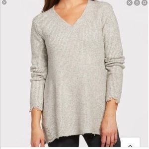 Stitches & Stripes Distressed V Neck Sweater
